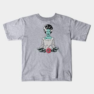 Vintage Bride of Frankenstein Emblem Kids T-Shirt